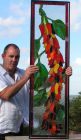 Chillies copper foil stained glass panel
